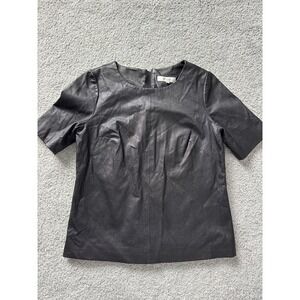 Milly Blouse Womens Size‎ 4 Black Lambs Leather Soft Short Lined Full Zip Party